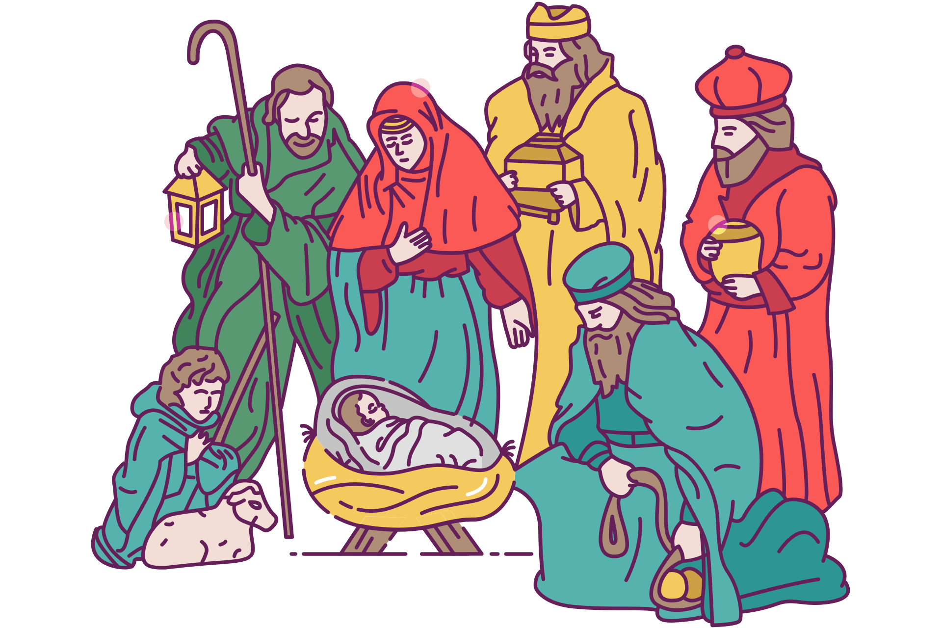 Nativity Scene (Birth of Jesus) Clip Art (Free) - Christmas HQ.